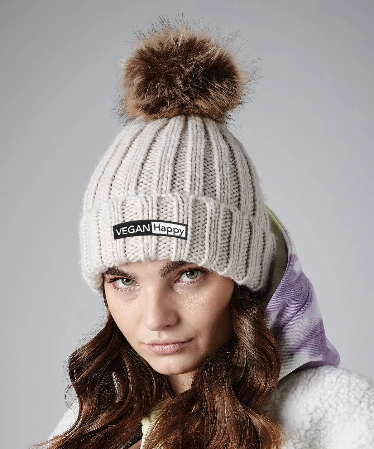 Vegan Fur Chunky Pom Pom Beanie | Multiple Colours