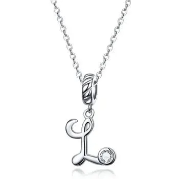 Vintage Letter Pendant Necklace with Diamond