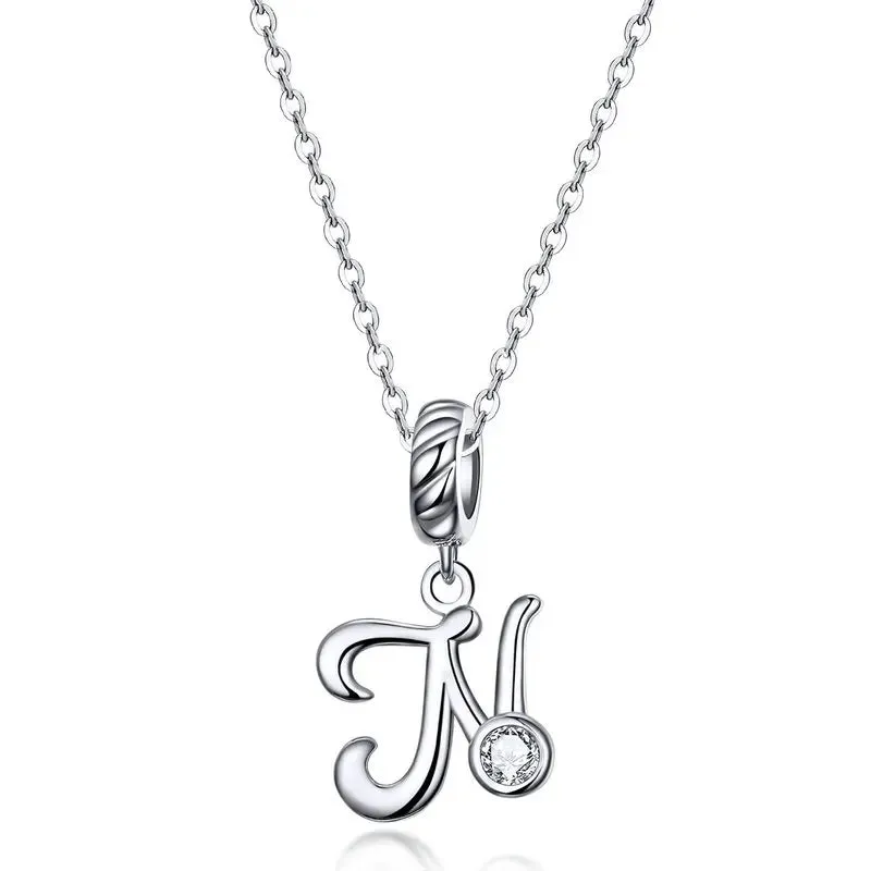 Vintage Letter Pendant Necklace with Diamond
