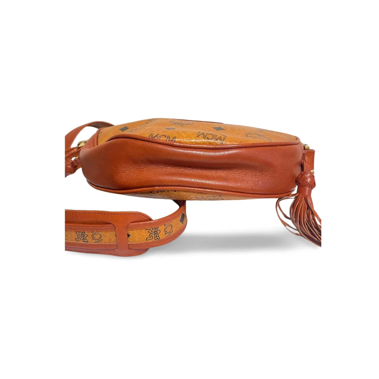 Vintage MCM brown monogram round Suzy Wong shoulder bag with brown leather trimmings. Designed by Michael Cromer. Unisex. 070304ac1