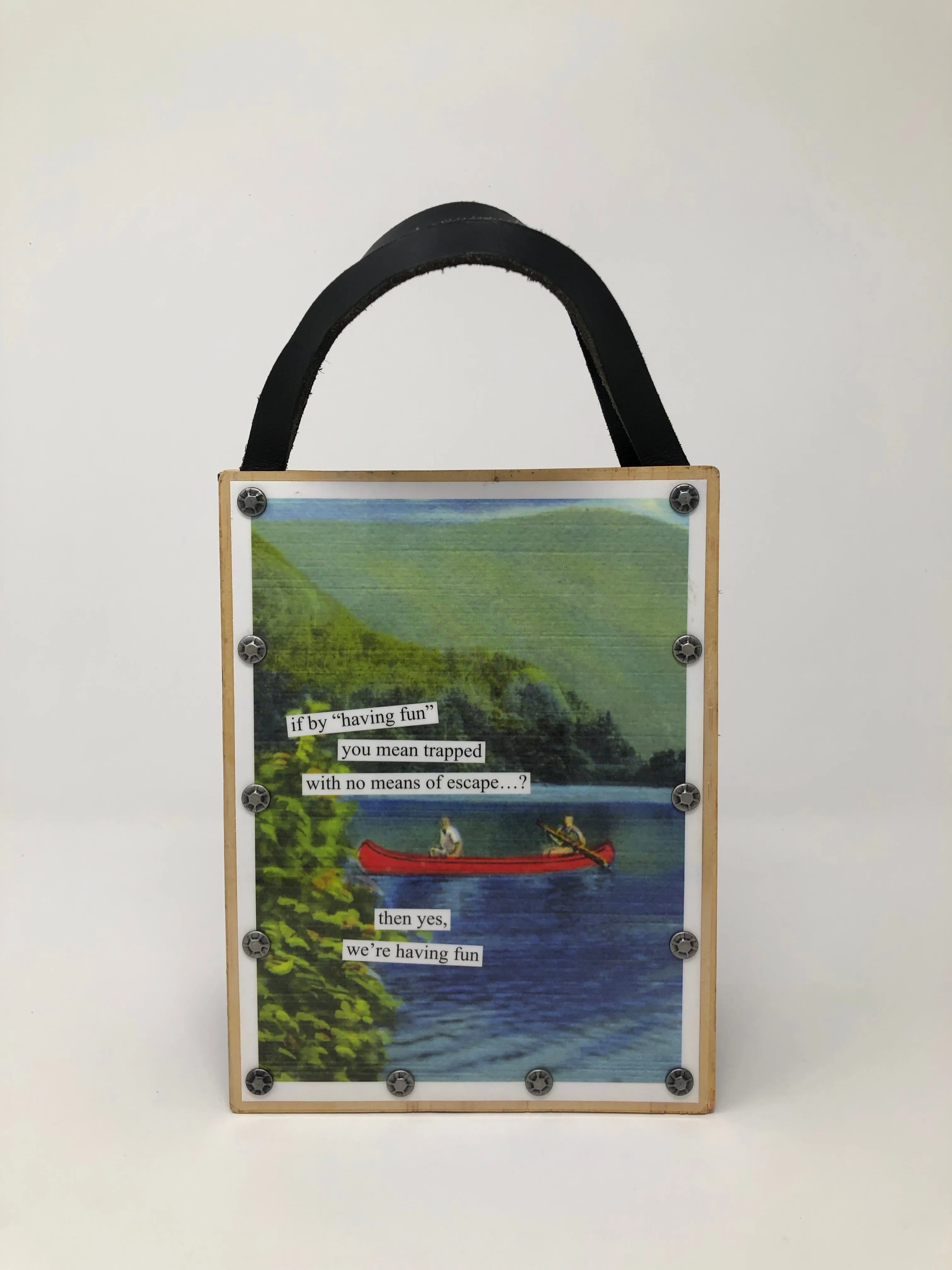 Vintage Modern Woman Handbag - I Love not Camping!