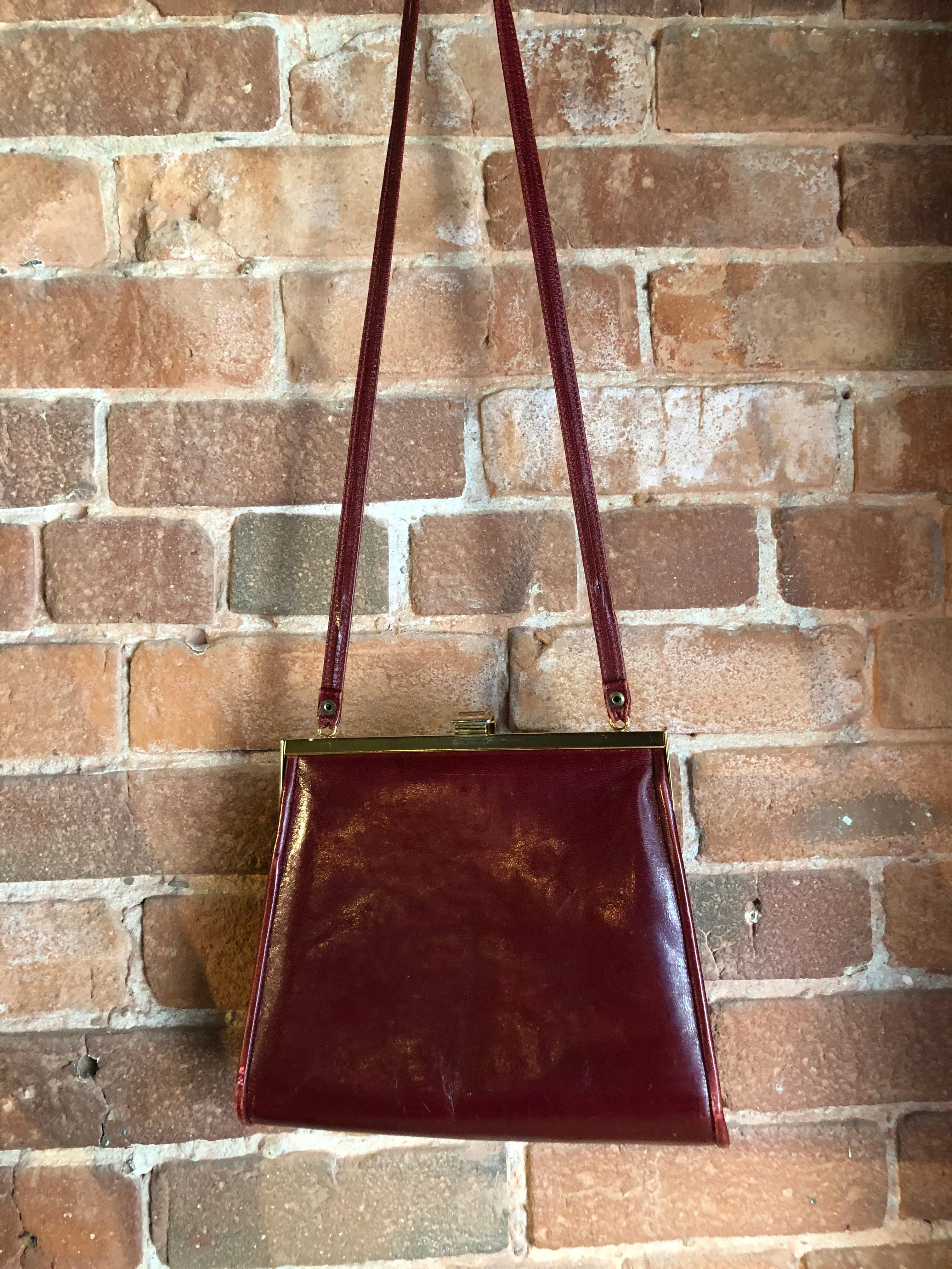 Vintage Red Leather Handbag, SOLD