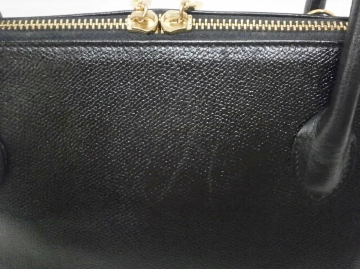 Vintage Valentino Garavani black leather bolide bag with shoulder strap, V logo, a fringe. Classic dialy use purse. 060616r1