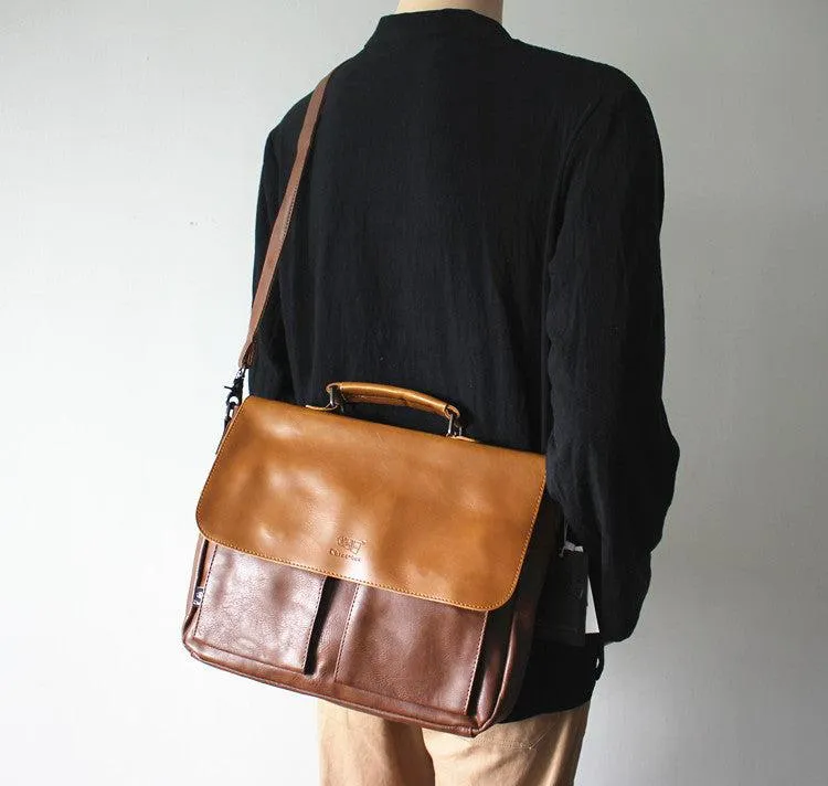 Vvsha  Christmas Gift Large Leather Laptop Bag