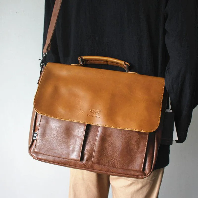Vvsha  Christmas Gift Large Leather Laptop Bag