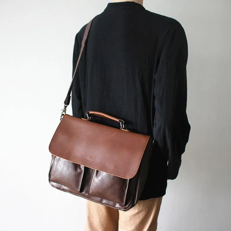 Vvsha  Christmas Gift Large Leather Laptop Bag
