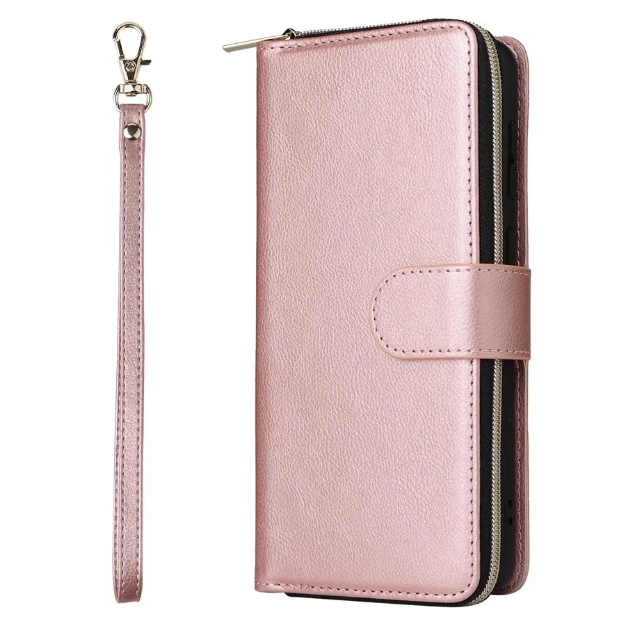 Wallet Luxury 9-Card Leather Case For Samsung Galaxy S23 Ultra S22 Ultra S21 Plus S20 FE S10 Lite S9 S8 Note 20 Ultra 10 Lite