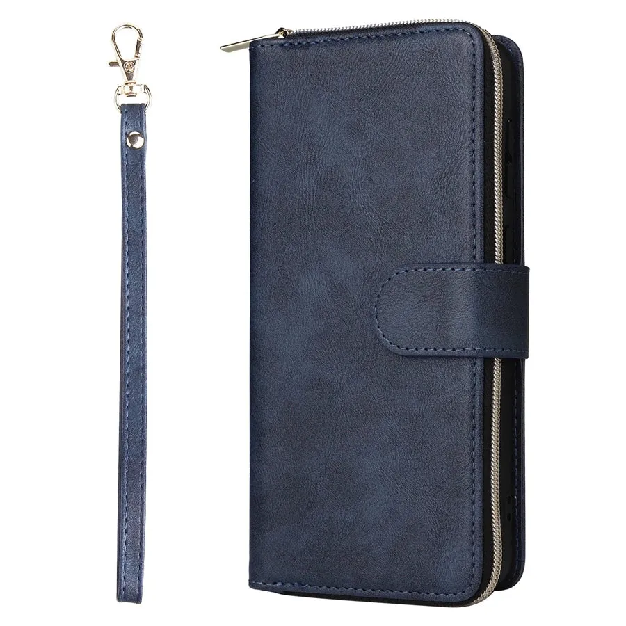 Wallet Luxury 9-Card Leather Case For Samsung Galaxy S23 Ultra S22 Ultra S21 Plus S20 FE S10 Lite S9 S8 Note 20 Ultra 10 Lite
