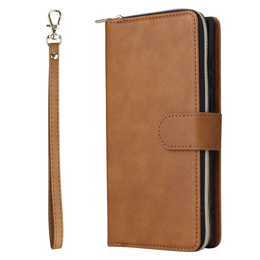 Wallet Luxury 9-Card Leather Case For Samsung Galaxy S23 Ultra S22 Ultra S21 Plus S20 FE S10 Lite S9 S8 Note 20 Ultra 10 Lite