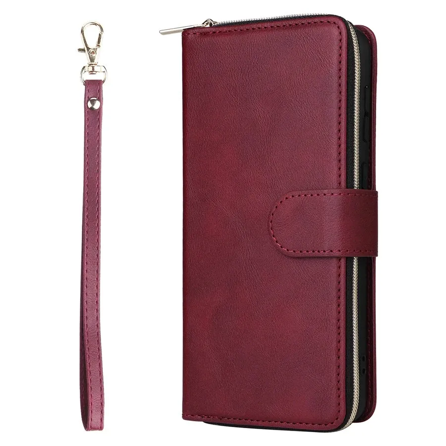 Wallet Luxury 9-Card Leather Case For Samsung Galaxy S23 Ultra S22 Ultra S21 Plus S20 FE S10 Lite S9 S8 Note 20 Ultra 10 Lite