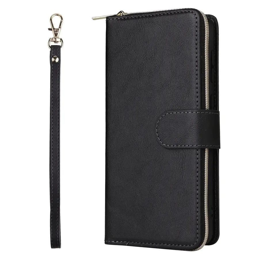 Wallet Luxury 9-Card Leather Case For Samsung Galaxy S23 Ultra S22 Ultra S21 Plus S20 FE S10 Lite S9 S8 Note 20 Ultra 10 Lite