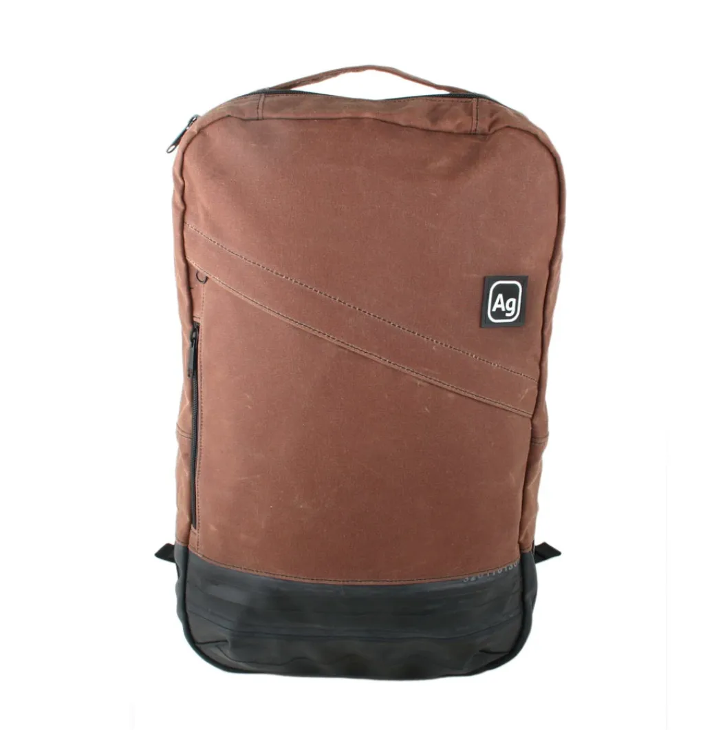 Waxed Canvas Backpack- USA Made from upcycled canvas & bicycle inner tubes- Save Landfill Space!