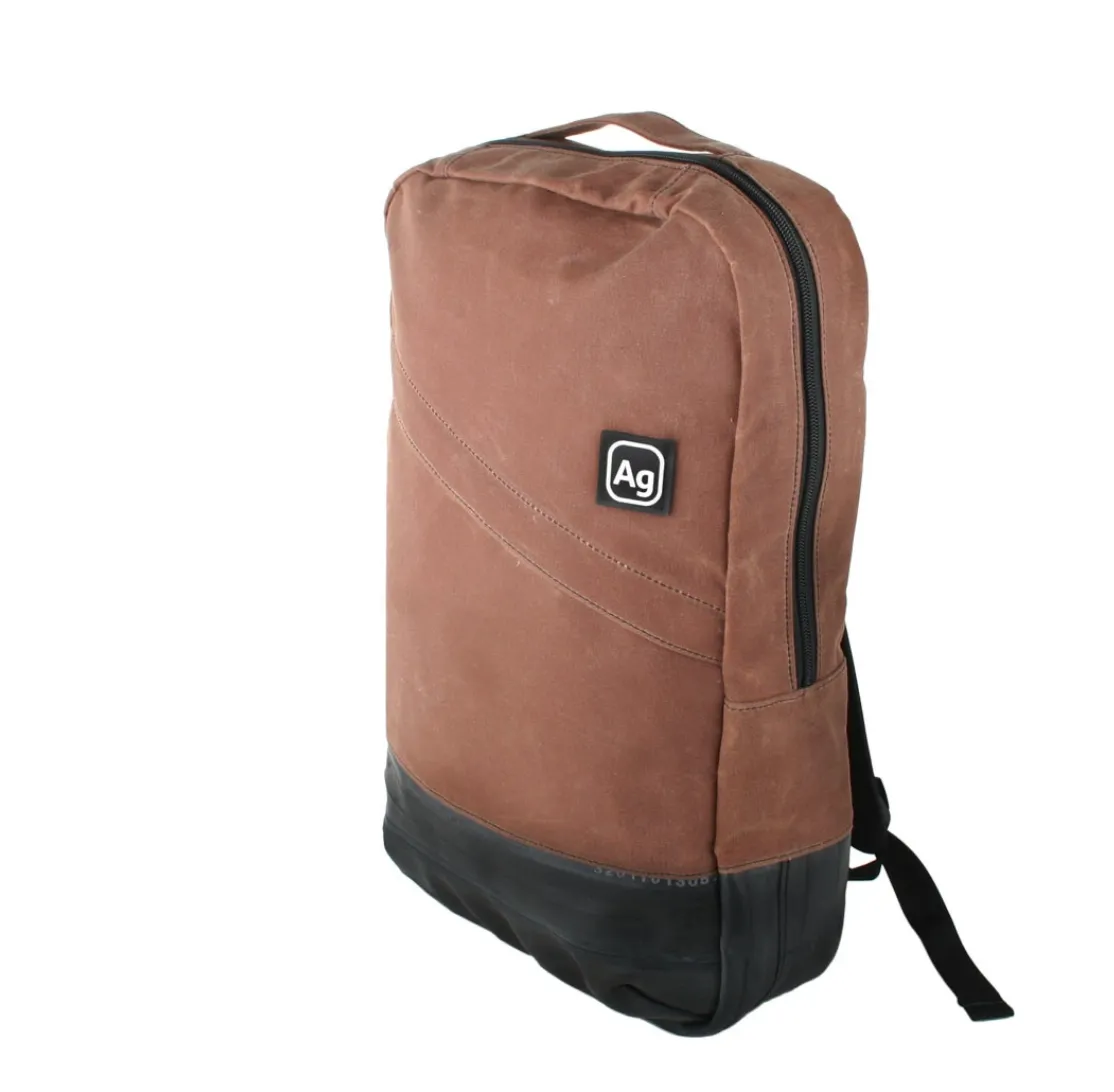 Waxed Canvas Backpack- USA Made from upcycled canvas & bicycle inner tubes- Save Landfill Space!