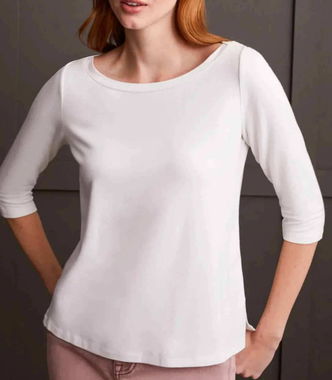 Wide Crew Neck Top With side Slits