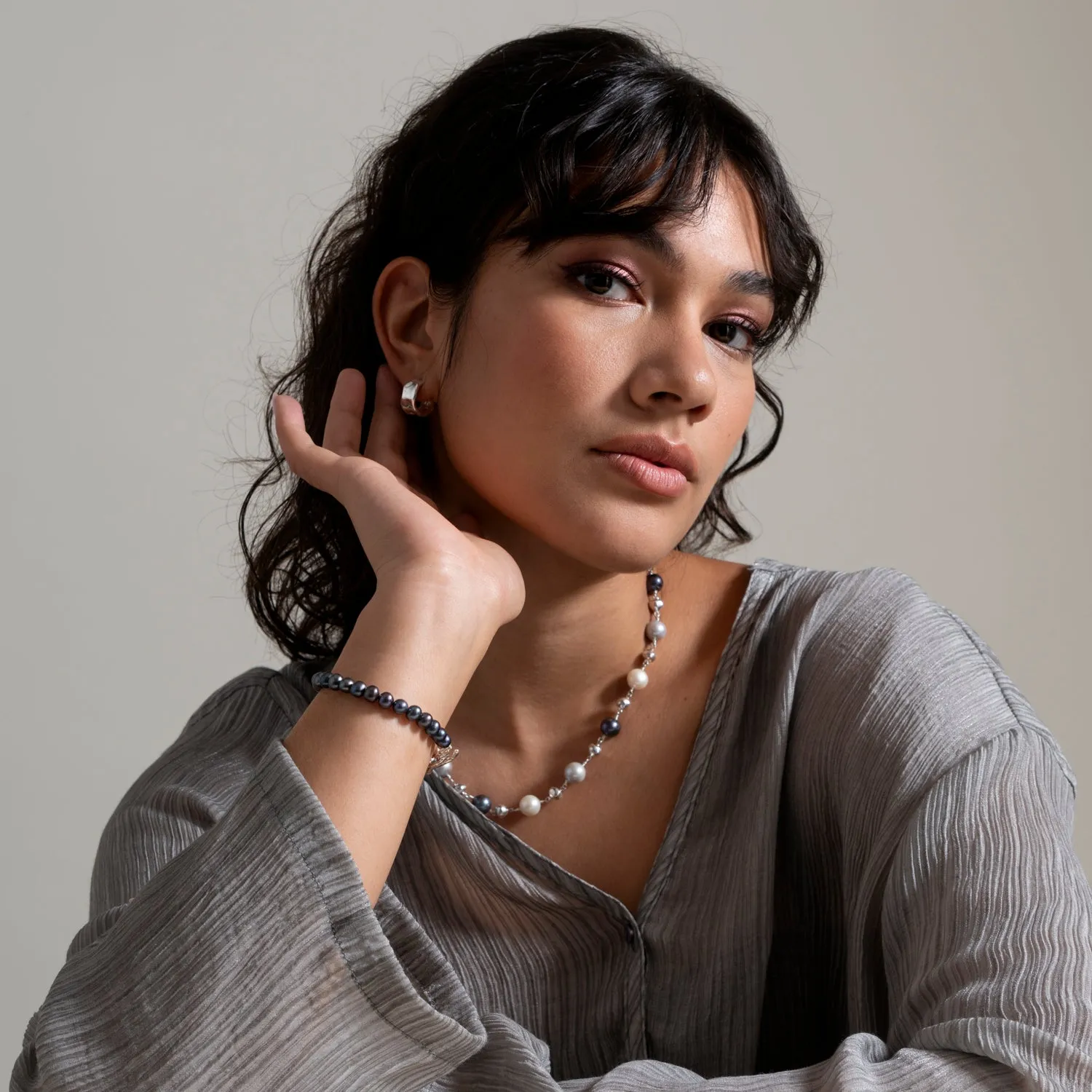Wide Waterfall Huggie Hoops