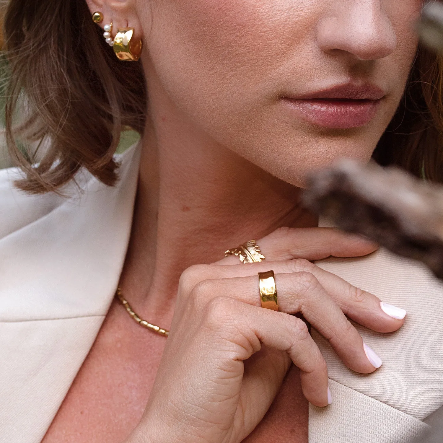 Wide Waterfall Huggie Hoops