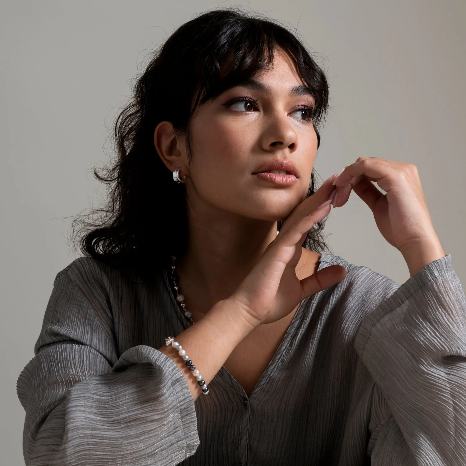 Wide Waterfall Huggie Hoops