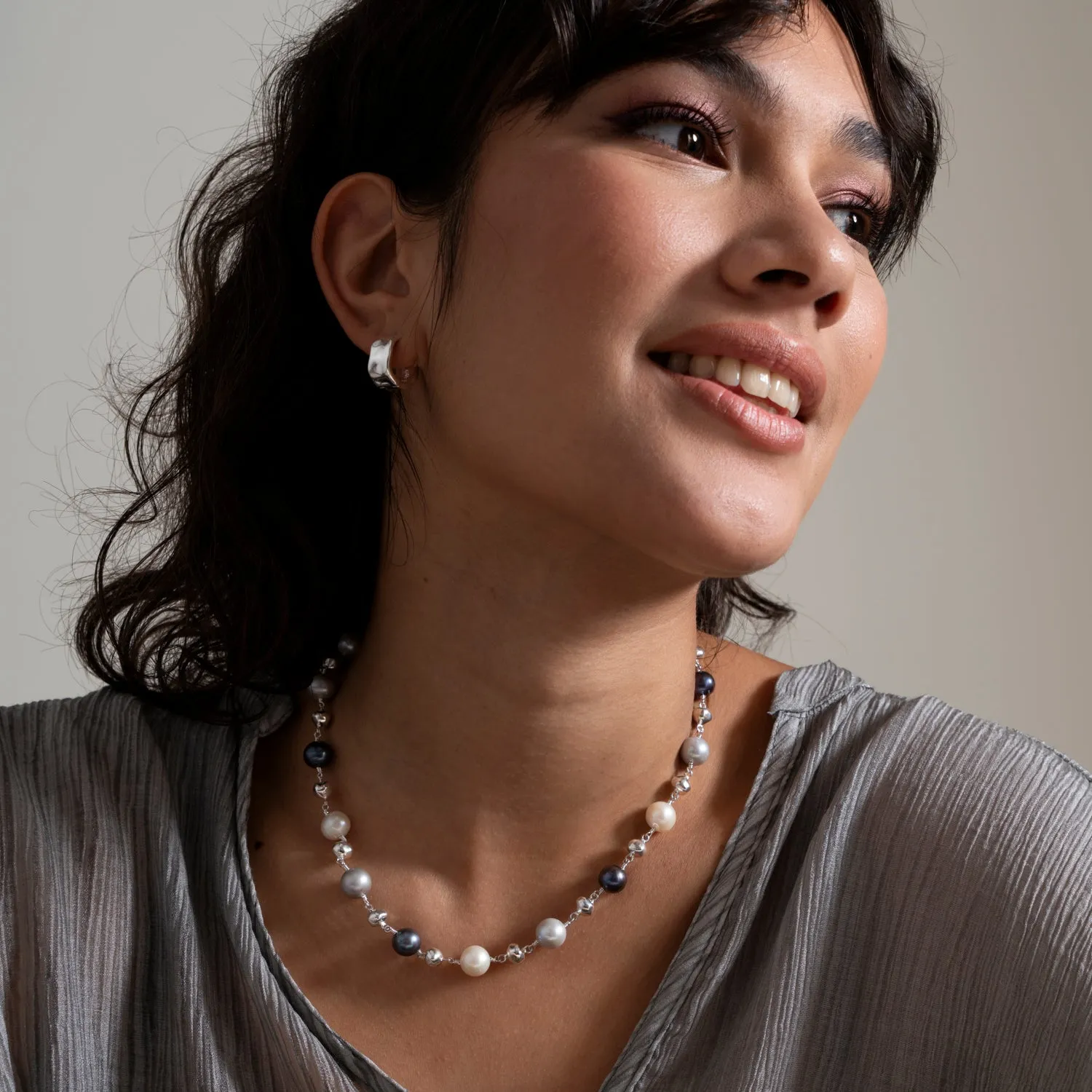 Wide Waterfall Huggie Hoops