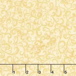 Winter's Grandeur - Champagne Ornate Scroll Ivory Metallic Yardage
