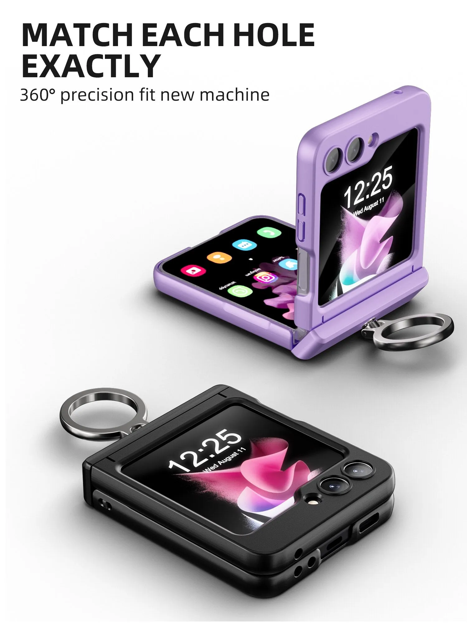 With Mirror Film Ultra Thin Skin Friendly Matte Phone Case Folding Hingle Ring Bracket For Samsung Galaxy Z Flip 5
