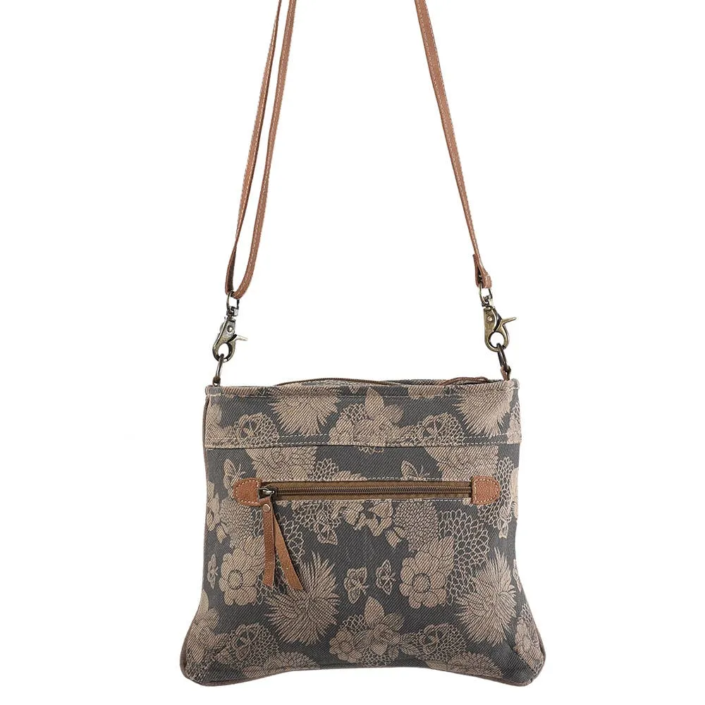 Women Leather Bag Real Cowhide Leather and Upcycled Canvas