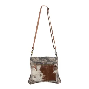Women Leather Bag Real Cowhide Leather and Upcycled Canvas