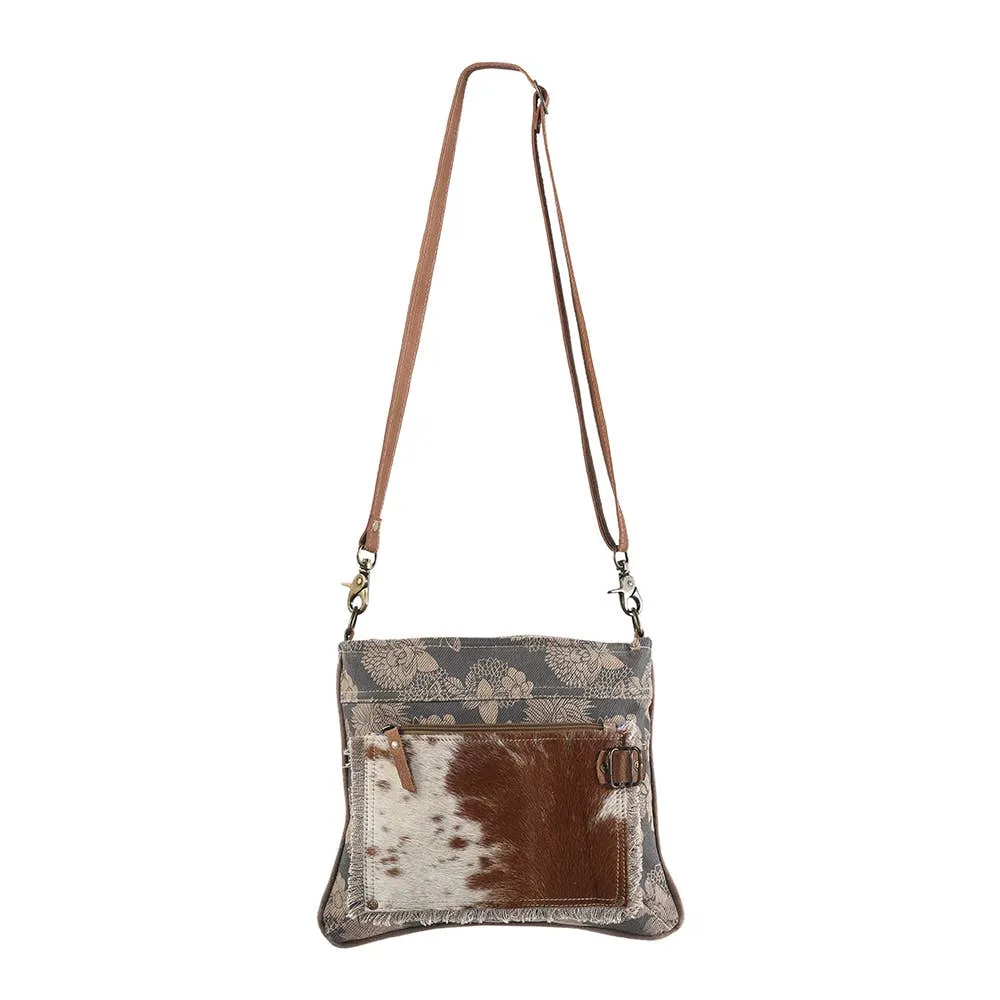Women Leather Bag Real Cowhide Leather and Upcycled Canvas