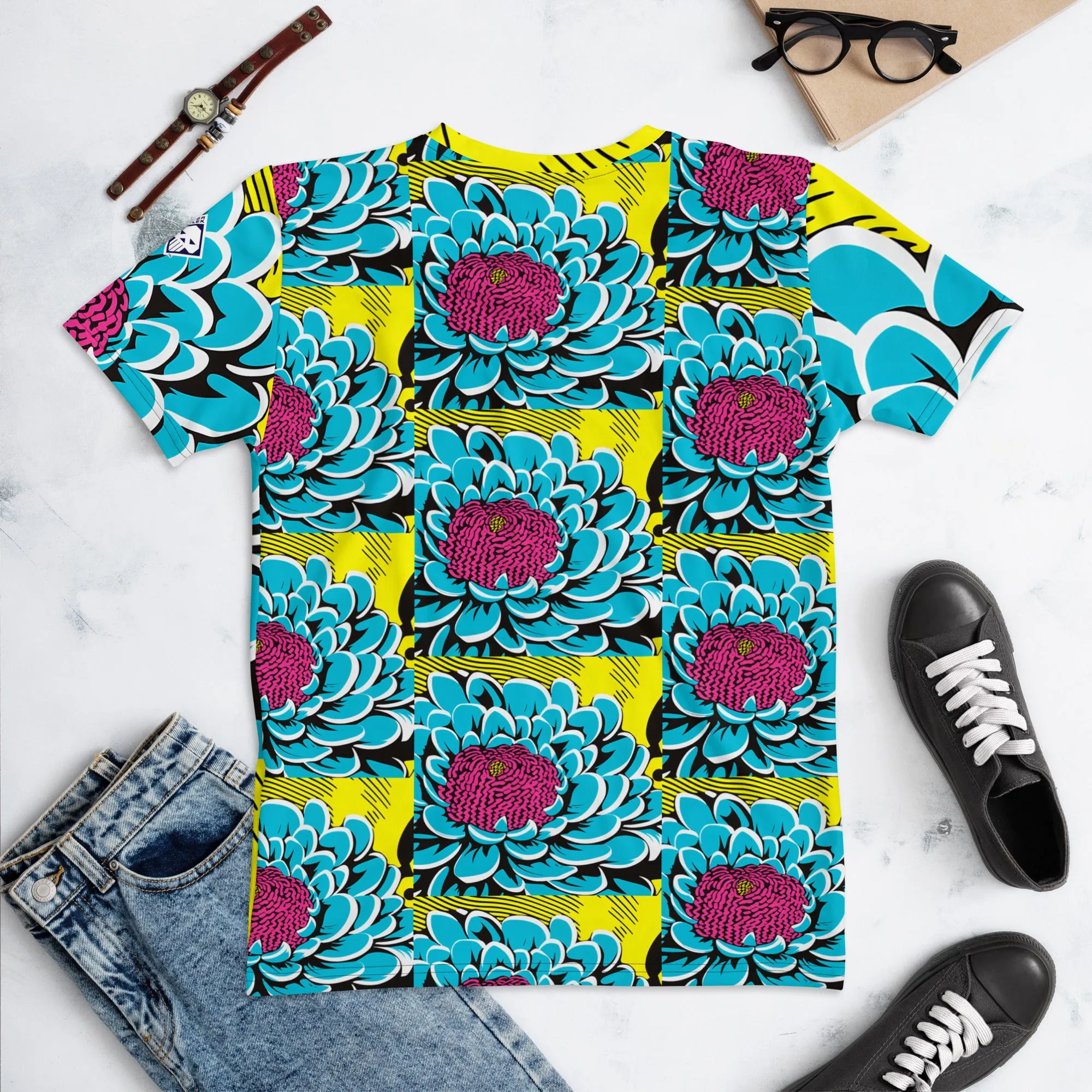 Women's Pop Art BJJ Short Sleeve Rash Guard - Roy Lichtenstein Inspired Dahlia Design 002