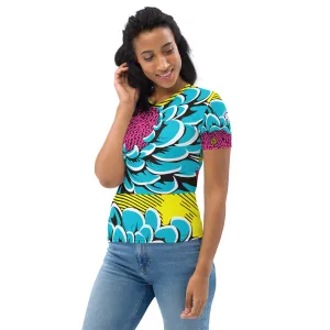 Women's Pop Art BJJ Short Sleeve Rash Guard - Roy Lichtenstein Inspired Dahlia Design 002