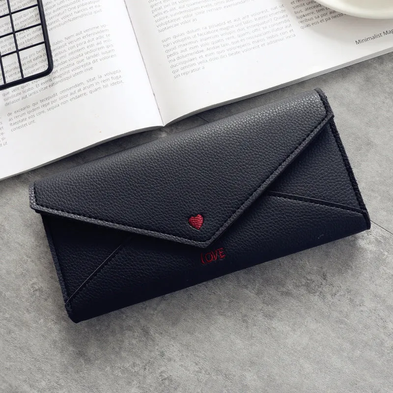 Women's wallet  Heart-shaped Letter Embroidery