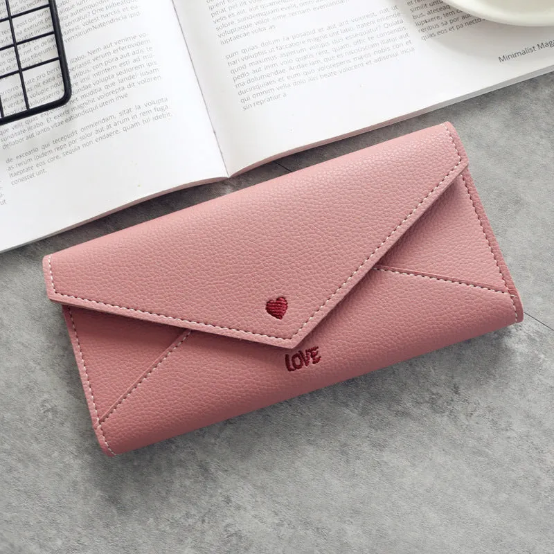 Women's wallet  Heart-shaped Letter Embroidery
