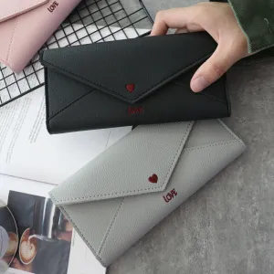 Women's wallet  Heart-shaped Letter Embroidery