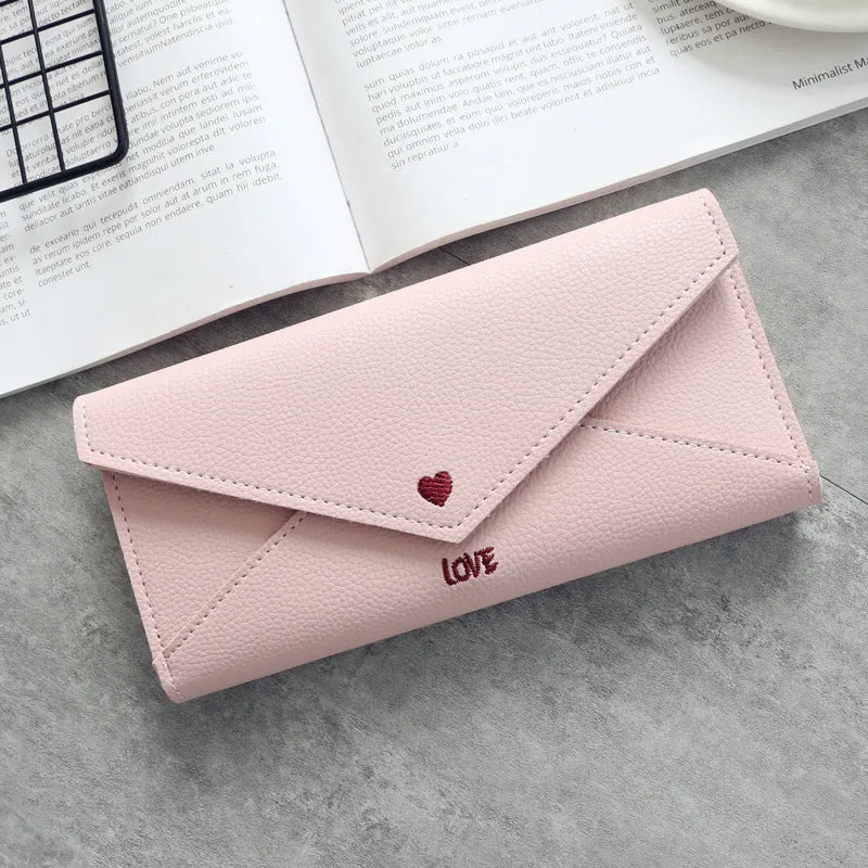 Women's wallet  Heart-shaped Letter Embroidery