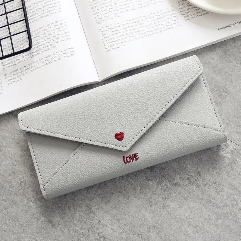 Women's wallet  Heart-shaped Letter Embroidery