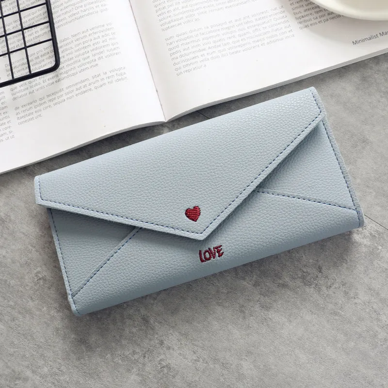 Women's wallet  Heart-shaped Letter Embroidery