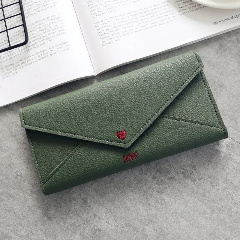 Women's wallet  Heart-shaped Letter Embroidery