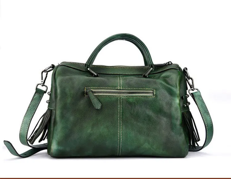 Women's Woven Leather Handbag Purse With Fringe Boho Purses For Women