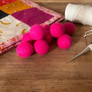 Wool Felt Balls - #62 Phlox - Ten 1" Balls, 2.2cm
