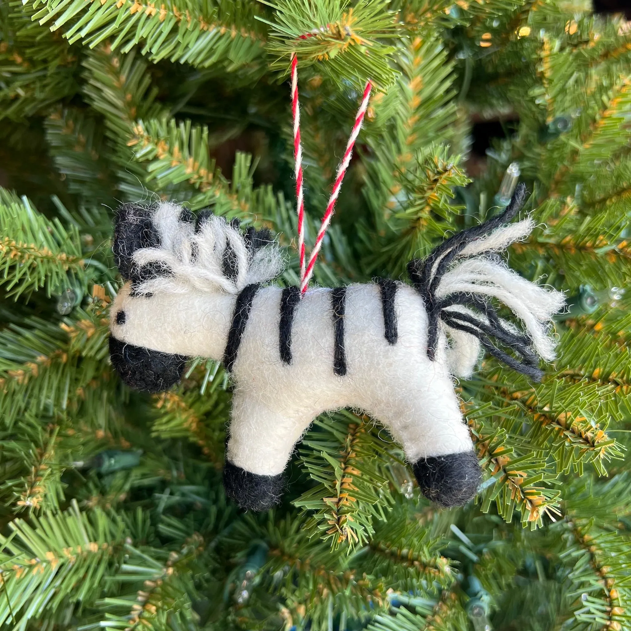 Zebra Ornament, Felt Wool